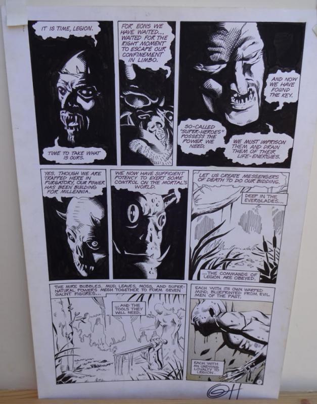 GREG HORN original art, FEMFORCE HOUSE OF HORROR #1 pg 1, Signed, Monsters, 1989