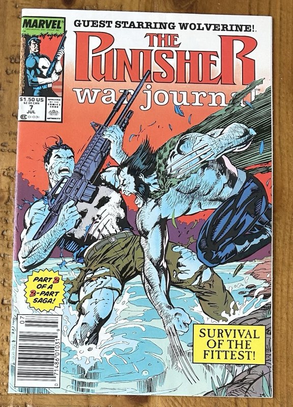 Punisher War Journal #7 Newsstand NM Jim Lee 1988 Wolverine Appearance Marvel