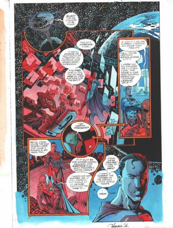 Justice Leagues: JLA #1 p.7 Color Guide Art - Superman 2001 by John Kalisz