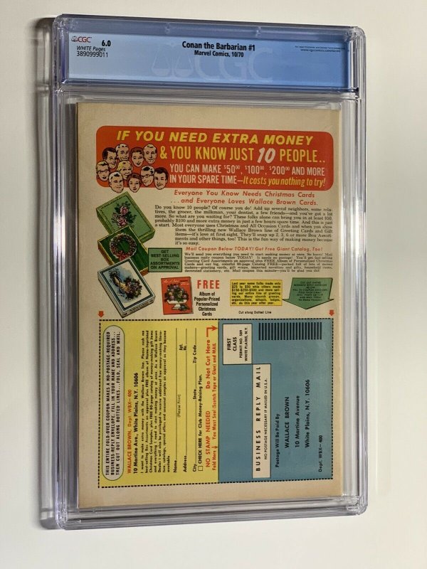 Conan the Barbarian 1 cgc 6.0 white pages marvel 1970