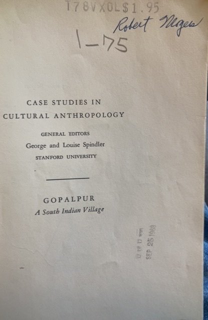 GOPALPUR, a south Indian village, BEALS,1962