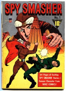 SPY SMASHER #1-1941-FAWCETT WWII-SILVER METALLIC COVER  VG