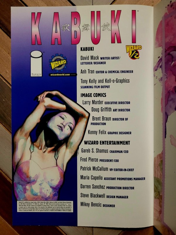 KABUKI Wizard 1/2 Special w COA (FN 6.0) Image 1997 DAVID MACK Sketchbook, Art