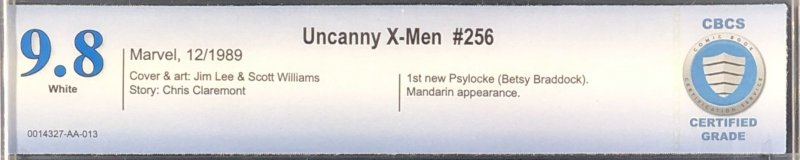 Uncanny X-Men #256 (1989) Jim Lee CBCS 9.8 White Pages 1st New Psylocke