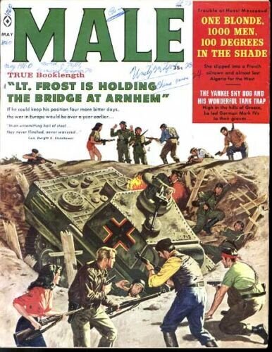 MALE 1960 MAY-NAZI TANK FIGHT COVER-J. BAMA VF 