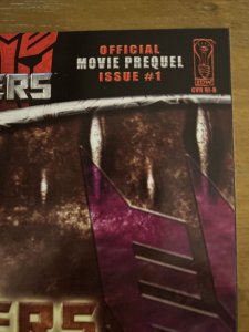 TRANSFORMERS: Official Movie Prequel #1 IDW Comic RI-B Variant - HIGH GRADE