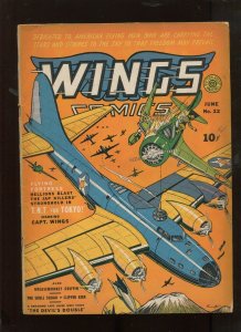 WINGS COMICS #22 (5.5) WORLD WAR 2 COVER