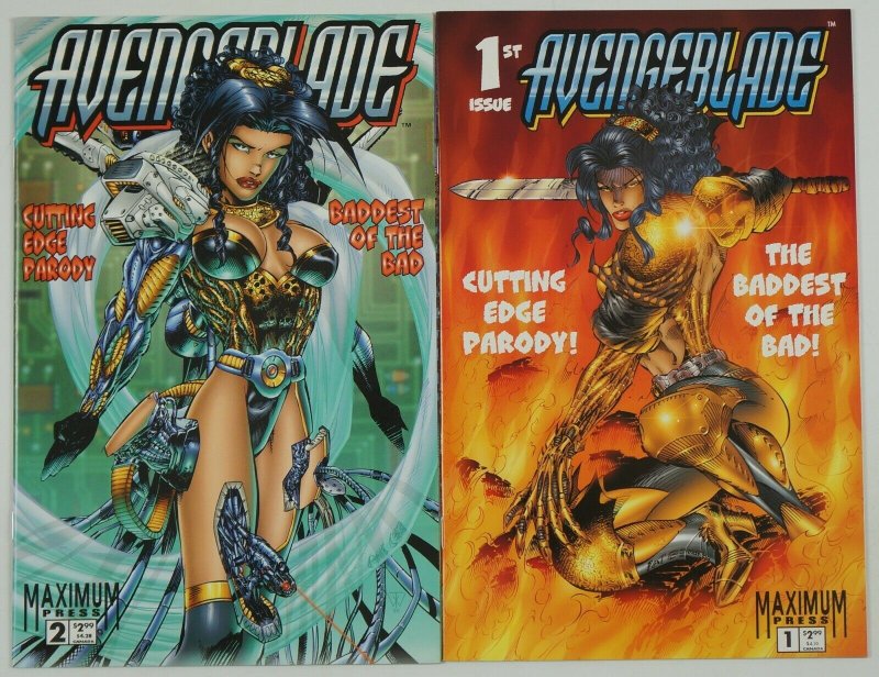 Avengeblade #1-2 VF+ complete series PAT LEE parody of witchblade avengelyne