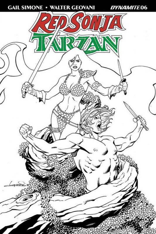 RED SONJA TARZAN (2018 D. E.) #6 VARIANT 1:30 LOPRESTI B&W INCV PRESALE-12/12