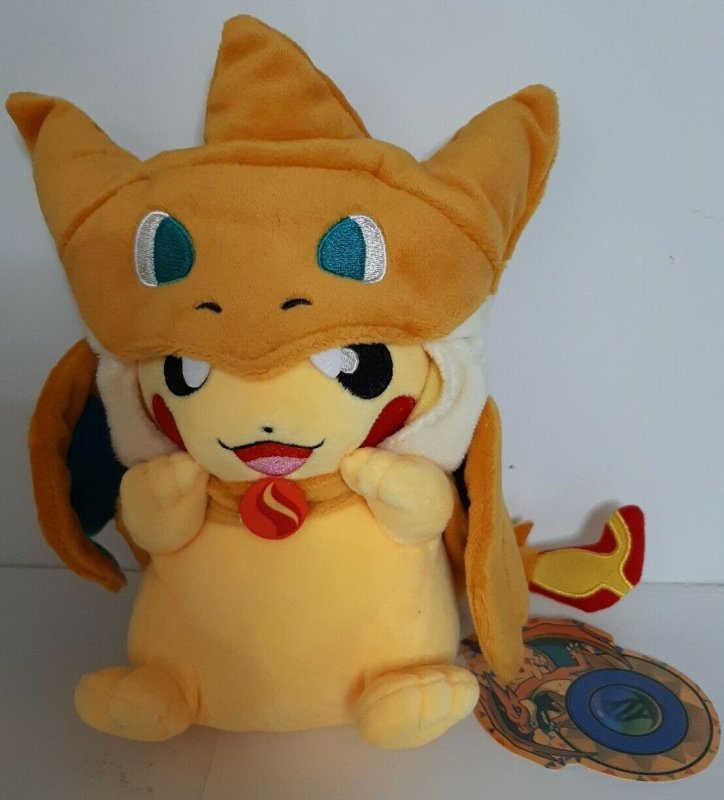 Japanese Exclusive Original Plush Pikachu wearing a Mega Charizard Y Poncho 8 