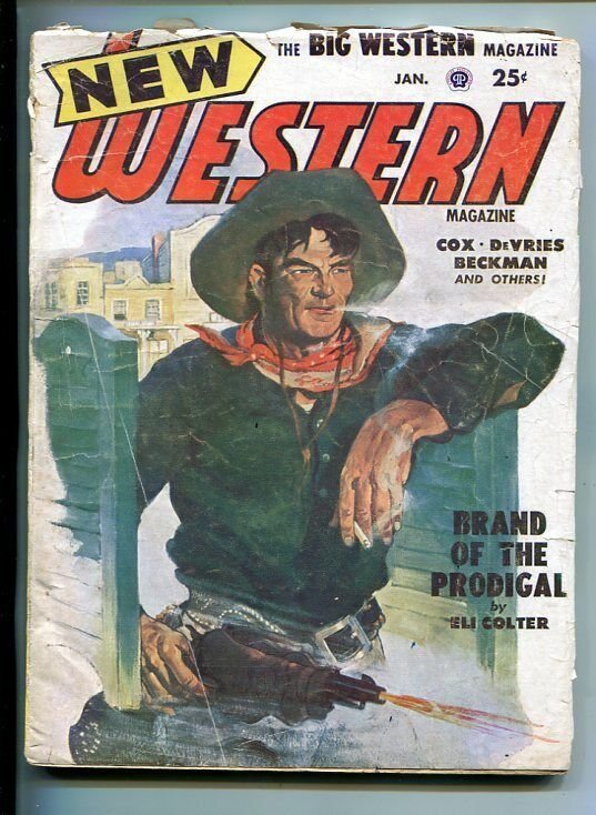 NEW WESTERN-JAN 1952-VIOLENT PULP FICTION-SALOON SHOOTOUT COVER-KESSLER-good/vg