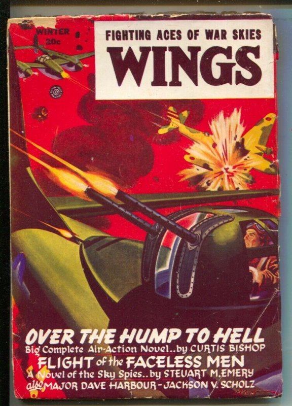 Wings  11/1946-Fiction House-Air combat cover by George Gross-Violent pulp ta...