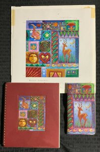 PLANNER Sun Heart Fish Deer Collage 11.5x12 Greeting Card Art #7002 w/ Journal