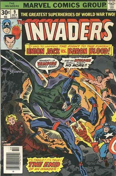 MARVEL COMICS THE INVADERS # 9 3RD APPEARANCE OF BARON BLOOD! VS UNION JACK