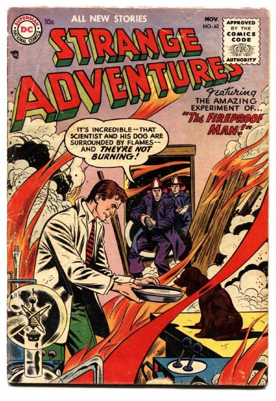 STRANGE ADVENTURES #63-1955-DC Fireman COVER-CODE APPROVED