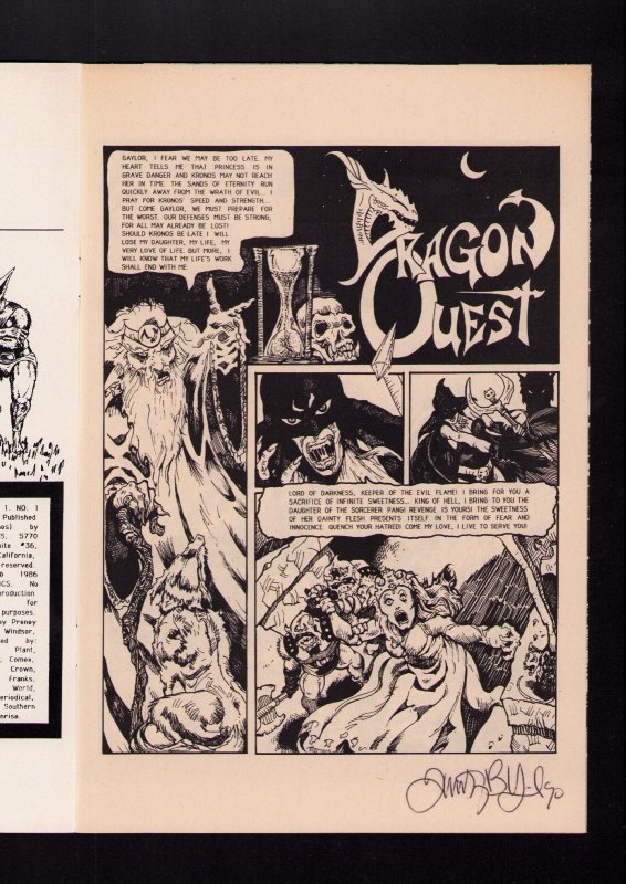 Dragonquest #1 - INTERIOR SIGNED BY TIM VIGIL! (8.5) 1986