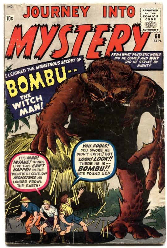 JOURNEY INTO MYSTERY #60-1960-MARVEL-KIRBY & DITKO-BOMBU-VG