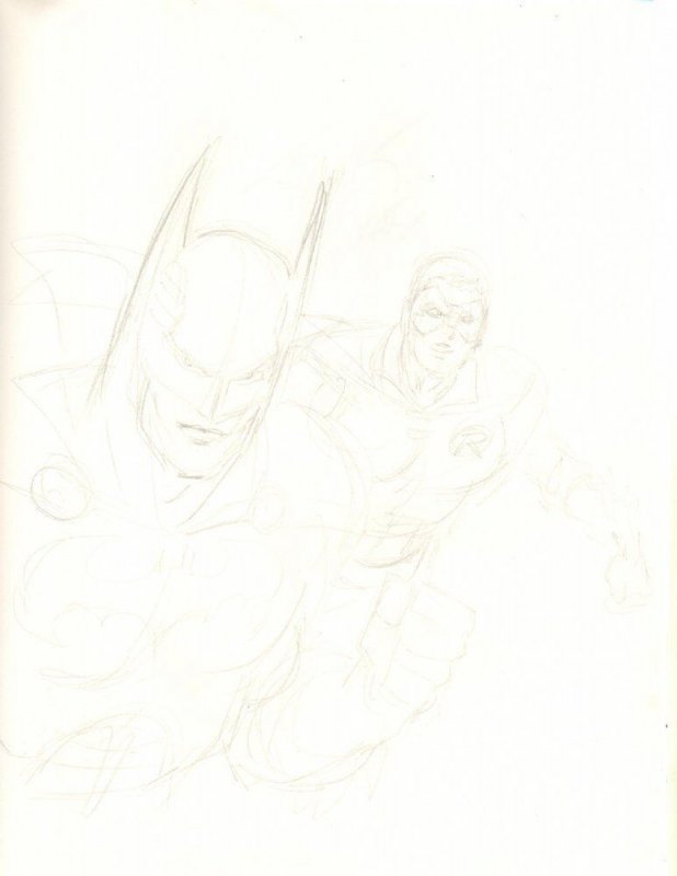 Batman Forever - Batman & Robin Sketch - art by Kerry Gammill