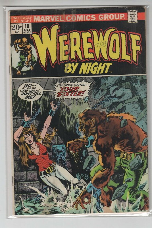 WEREWOLF BY NIGHT (1972 MARVEL) #10 GOOD+ A14868