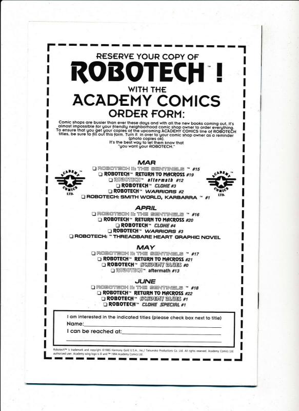 ROBOTECH II : The Sentinels Book III #16 Academy Comics Ltd. 1996 ~ FN (PF344) 