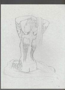 TATTOO GIRL by CSM Character Design Sketch 8.5x11 Hair Arms Back with Wings