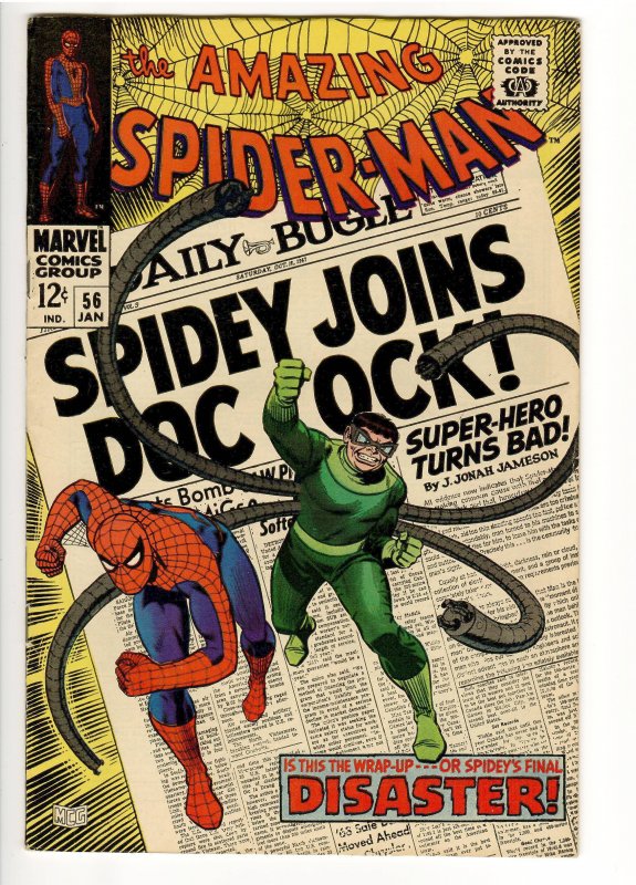 AMAZING SPIDERMAN 56 F/VF 7.0;1st APP.CAP GEORGE STACY;LOUISIANA COLLECTION