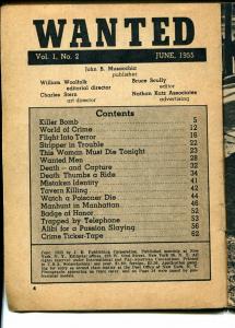 Wanted 6/1955-weird terror-Manhattan Manhunt-stripper-violence-very rare-VG/FN