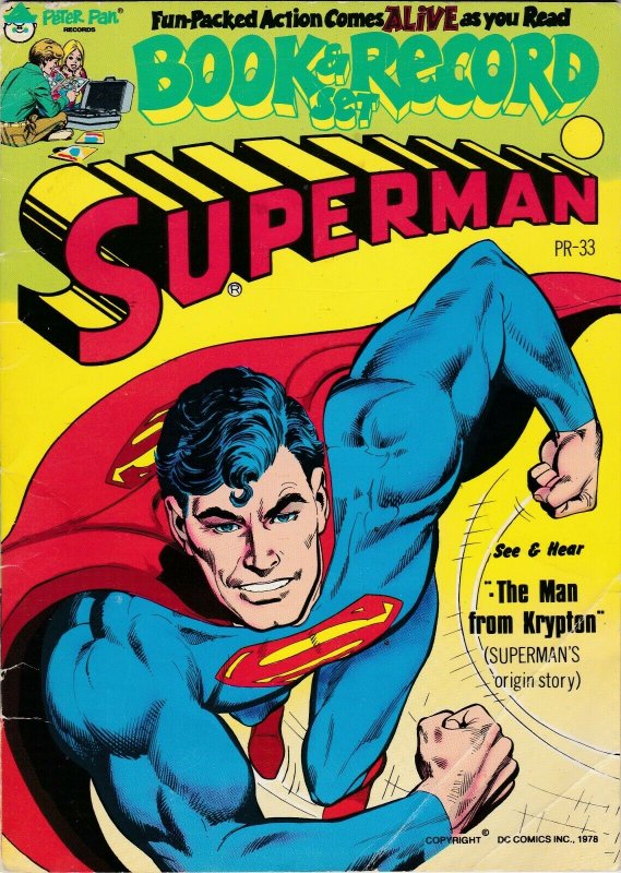 Superman Book and Record Set The man from Krypton Superman's origin Story