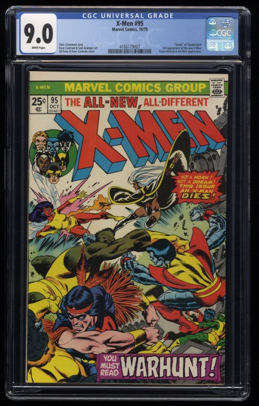 X-Men #95 CGC VF/NM 9.0 Death of Thunderbird 3rd Appearance New X-Men!