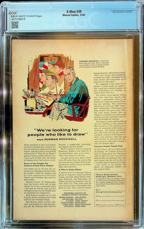 The X-Men #39 (1967) - CGC 5.5 - Cert#4475196019