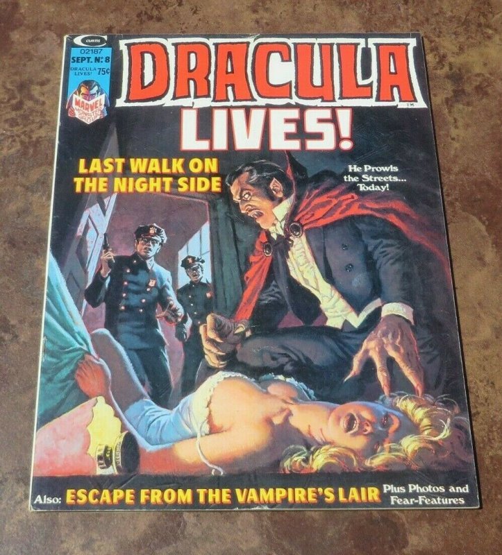 Dracula Lives #8 VG/FN 1974 Horror Magazine Vampires Lair Walk on Night Side