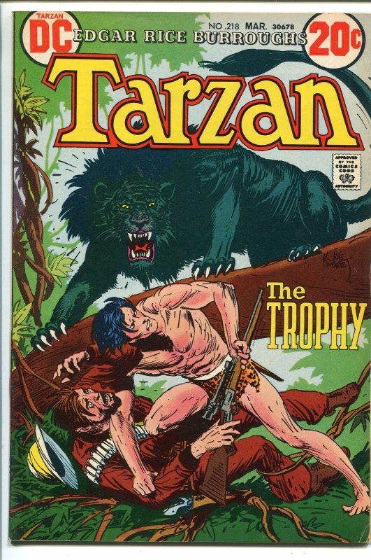 TARZAN #218 1973-DC-EDGAR RICE BURROUGHS-JOE KUBERT JUNGLE ART-fn/vf