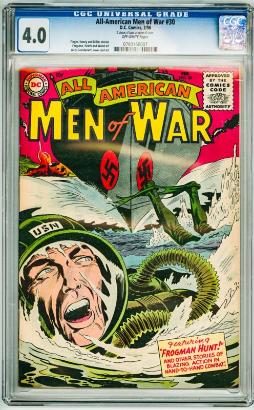 All-American Men of War #30 (1956) CGC 4.0 2 pieces of tape on spine of cover
