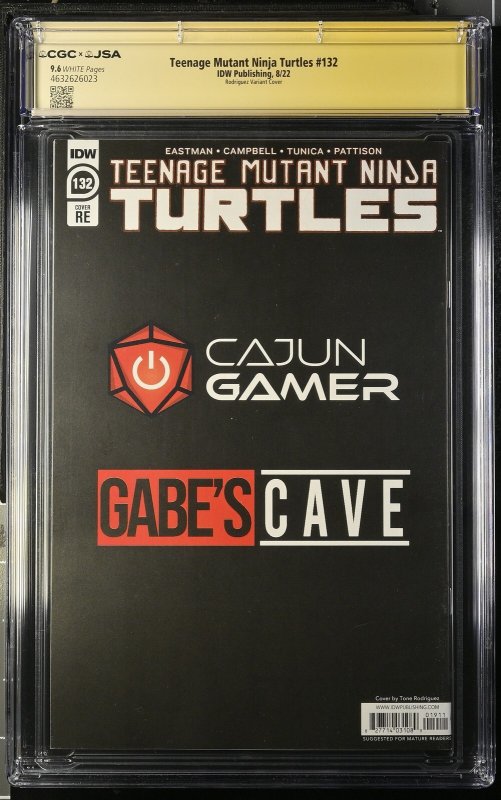TMNT #132 signed/sketch (Michelangelo) by Tone Rodriguez CGC 9.6 Variant Cover