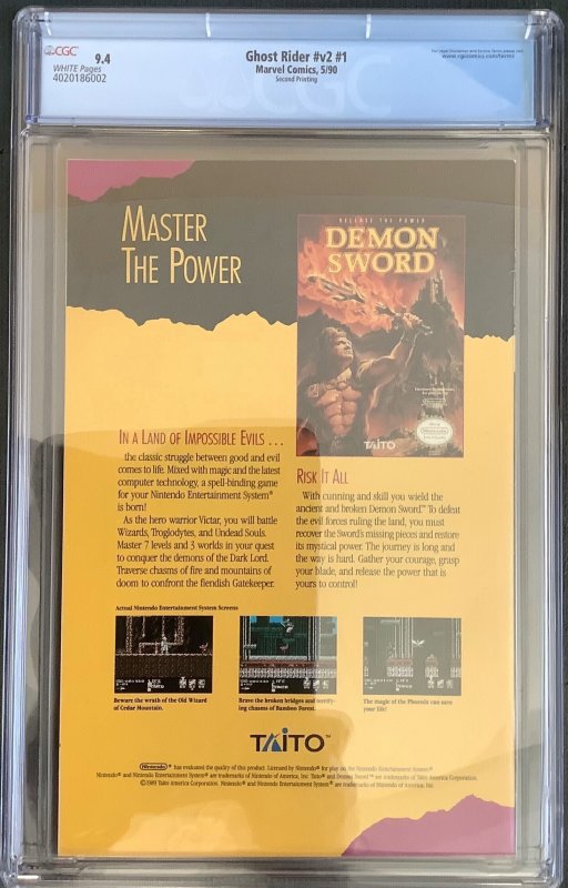 Ghost Rider #1 - 2nd Printing (1990, Marvel) - CGC 9.4