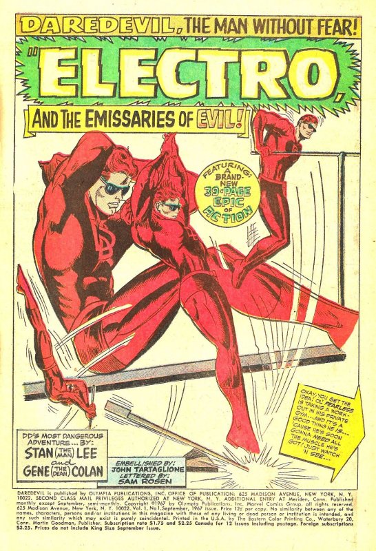 DAREDEVIL ANNUAL #1 (Sept1967) 7.5 VF- Stan Lee! Gene Colan! All New Material!