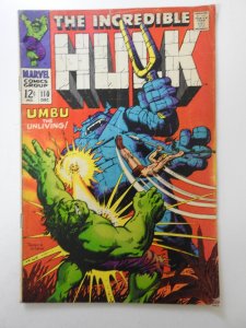 The Incredible Hulk #110  (1968) vs Umbu The Unliving! Solid VG- Condition!