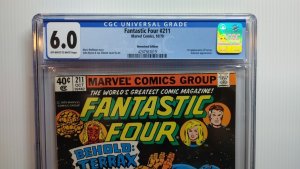 ??FANTASTIC FOUR # 211 ( 1979 ) 1ST TERRAX NEWSSTAND MARVEL COMICS CGC 6.0