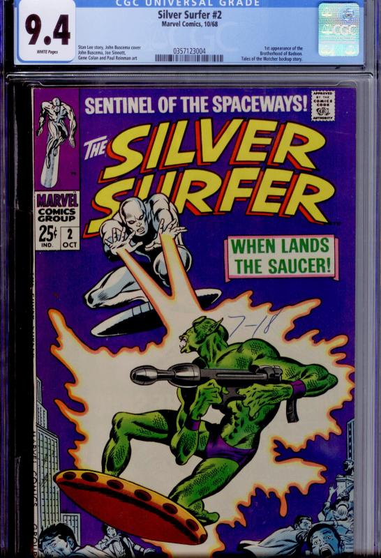 Silver Surfer #2 CGC 9.4 WHITE pages  1st appearance of the Badoon