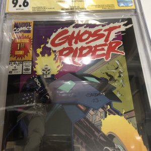 Ghost Rider (1990) V2 # 1 (CGC 9.6 SS) Signed & Sketch Javier Saltares* Marvel