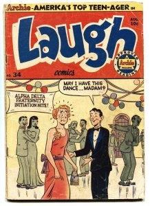 LAUGH #34-1949-ARCHIE IN DRAG-KATY KEEN-wild cover!