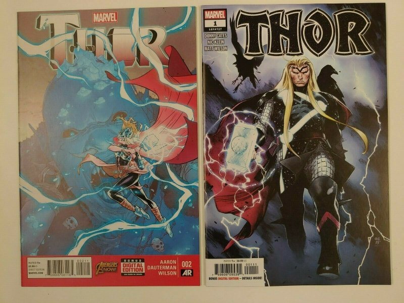 Thor #1 2020 Donny Cates, Cover A & Thor #2 1st full Jane Foster Thor both NM!