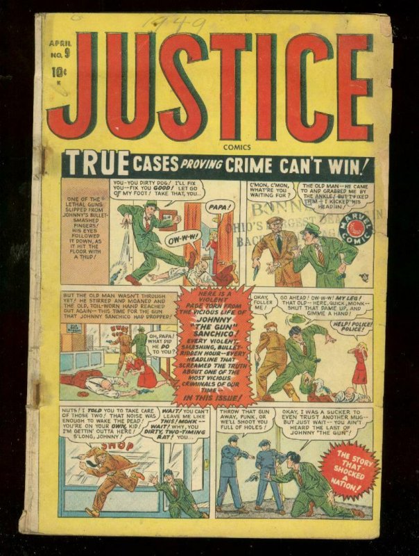 JUSTICE #9 1949-MARVEL COMICS-CRIME  MACHINE-GUN MAGGIE G- 