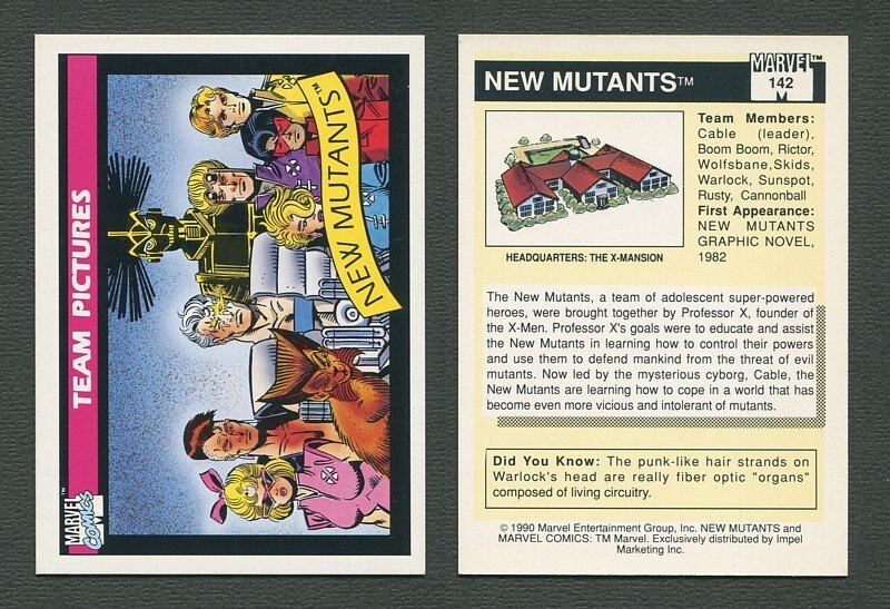 1990 Marvel Comics Card  #142 ( New Mutants)  NM-MT