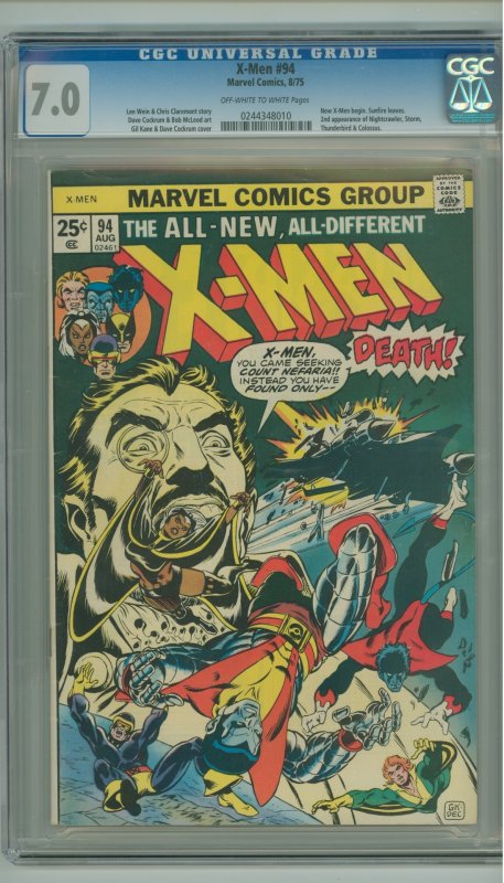 The X-Men #94 (1975) New X-Men Begin CGC 7.0 OWW pages