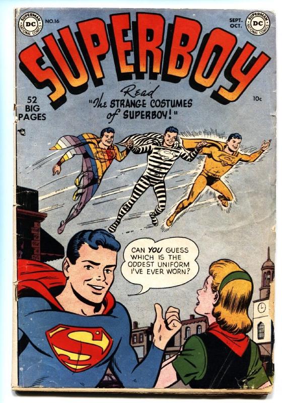 Superboy #16 comic book 1951-DC Comics-strange costume issue golden age