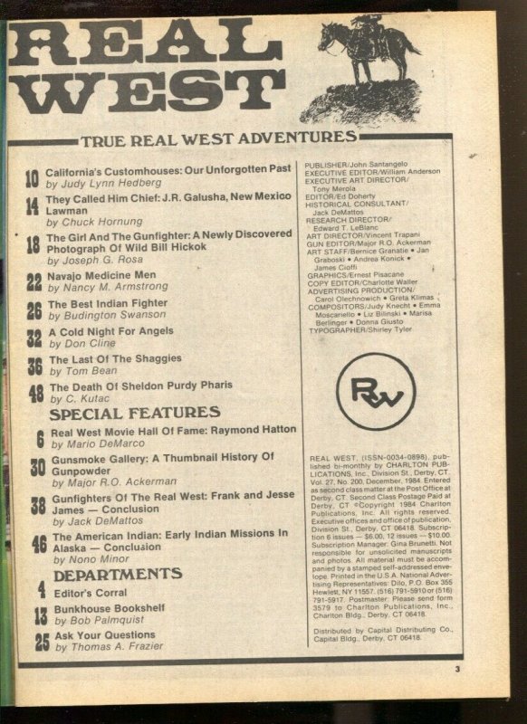 Real West 12/1984-Charlton-Wild Bill Hickok-Earl Norem-Frank & Jesse James-Ra...
