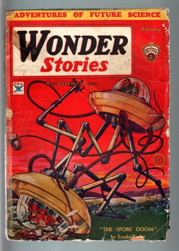 WONDER STORIES 1934 FEB-WAR OF THE WORLDS STYLE CVR FR/G