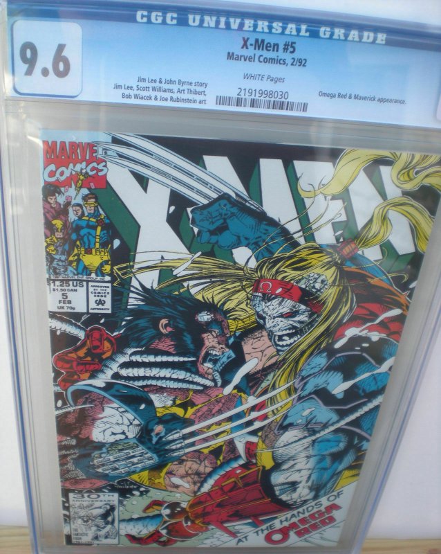 X-MEN #5, CGC = 9.6, NM+, Jim Lee, Gambit, Wolverine, Omega Red, 1991, Byrne