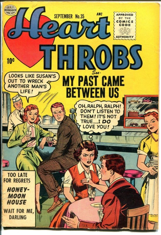 Heart Throbs #35 1955-Quality-romance-excellent art-soda shop-ice cream-FN